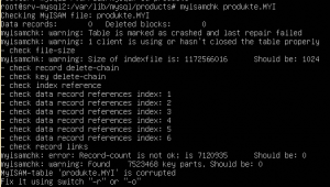 MySQL: myisammchk Tabelle pruefen